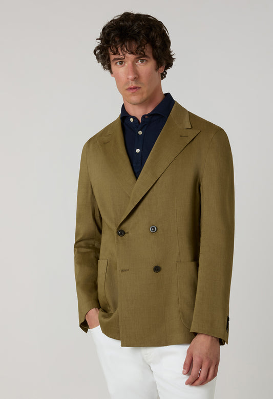 Green Linen Mohair Double-Breasted Sartoria Jacket