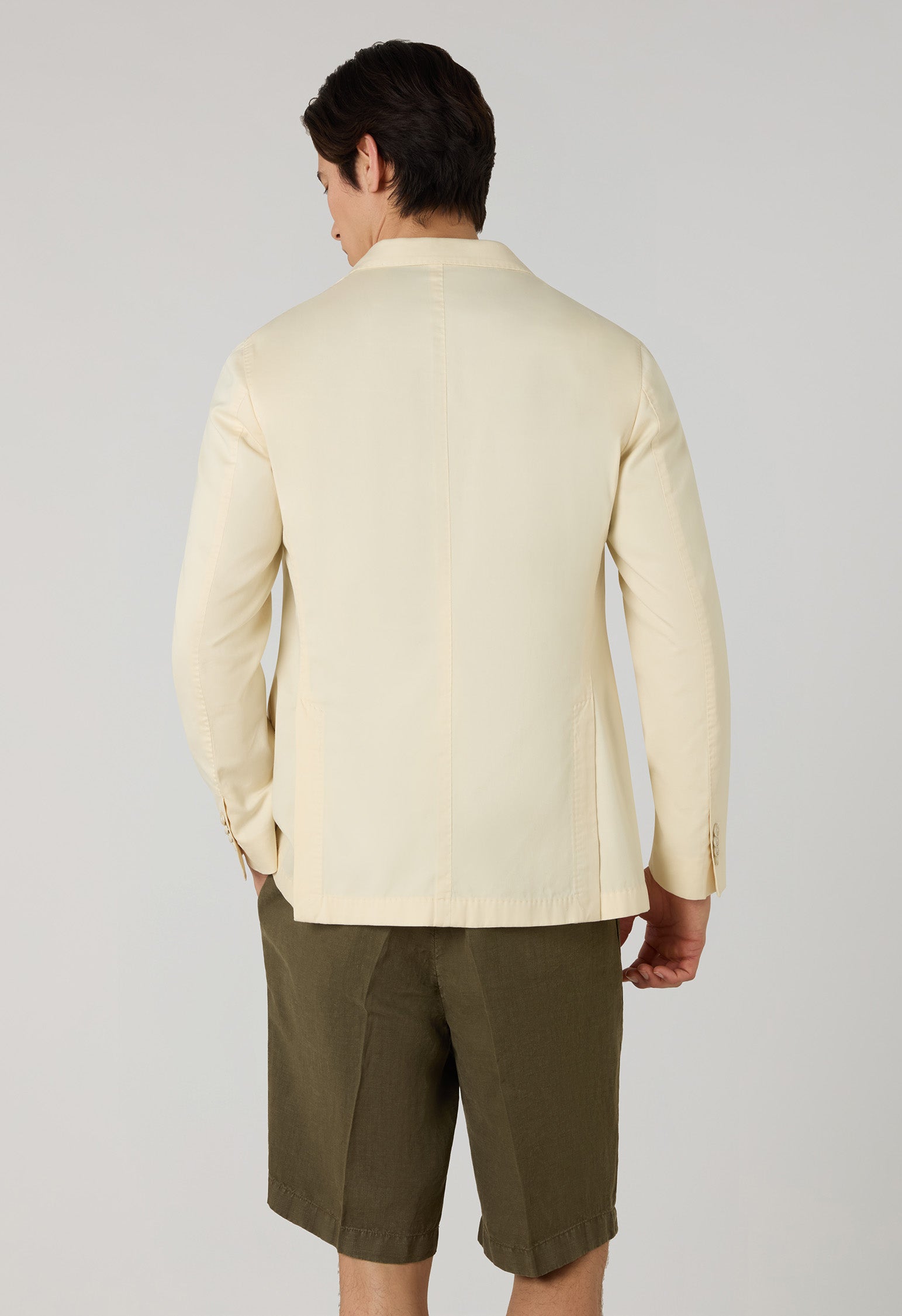 Giacca Dover in cotone e cashmere satin tinta in capo crema