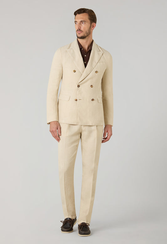 Abito Dover doppiopetto in lino tinto in capo beige
