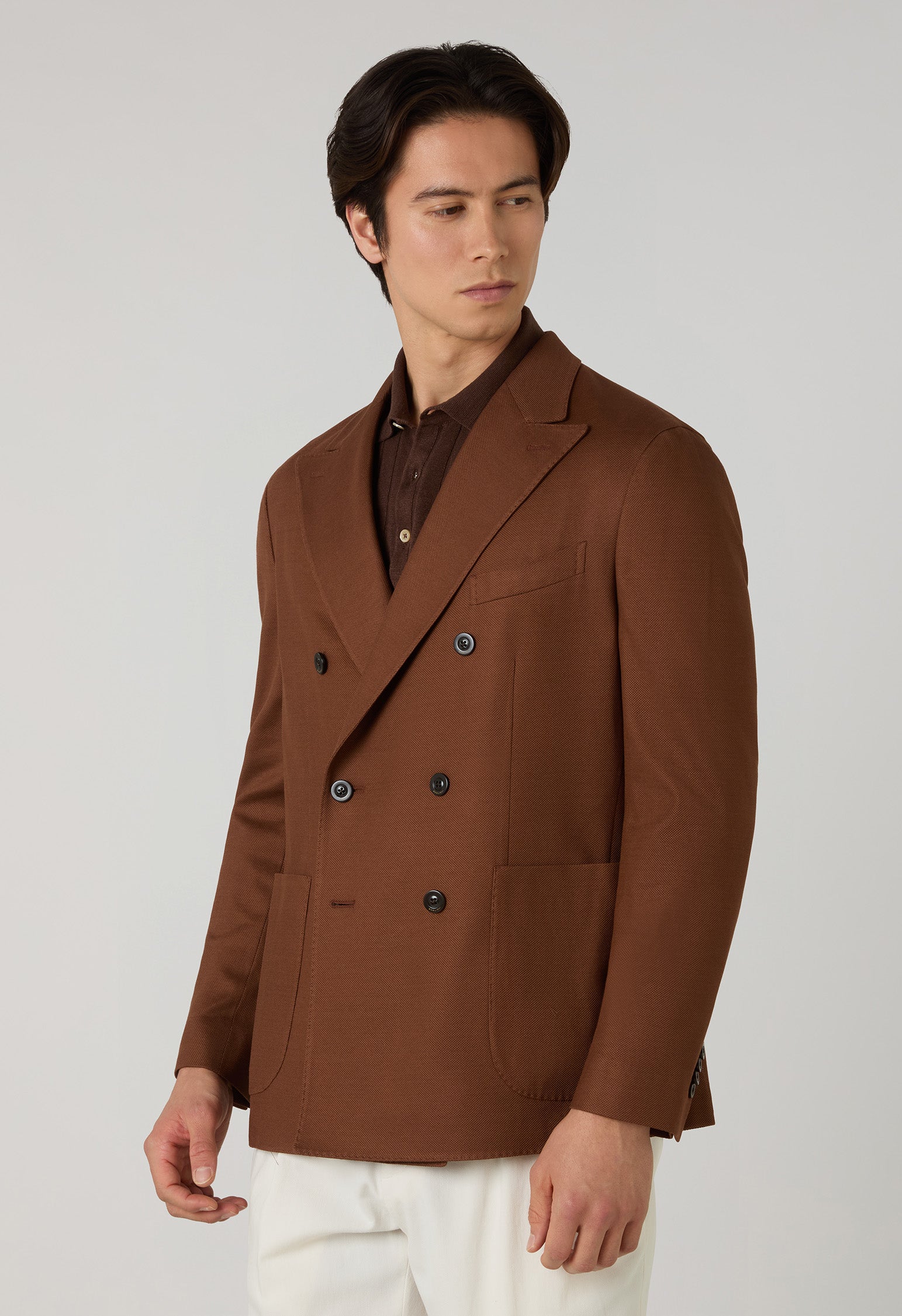 Cinnamon Cotton Jersey Double-Breasted Dover Jacket