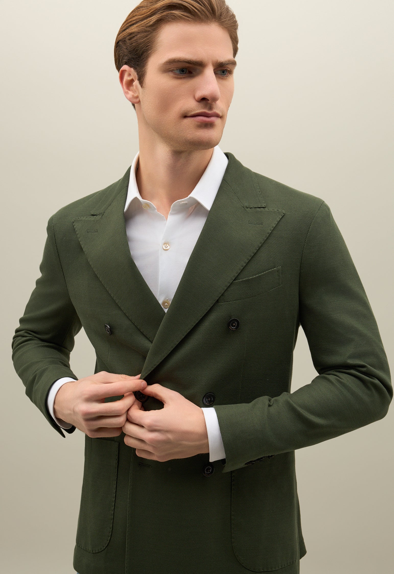 Green Cotton Jersey Double-Breasted Dover Jacket