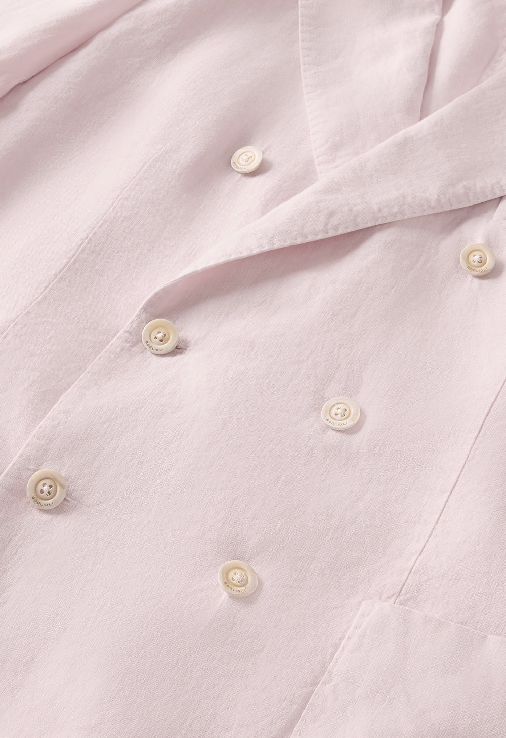 Pastel Pink Garment Dyed Linen Double-Breasted Dover Jacket