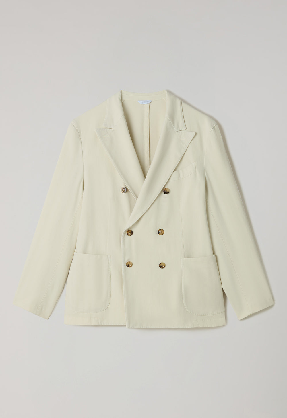White Garment Dyed Cotton Herringbone double-breasted Dover Suit