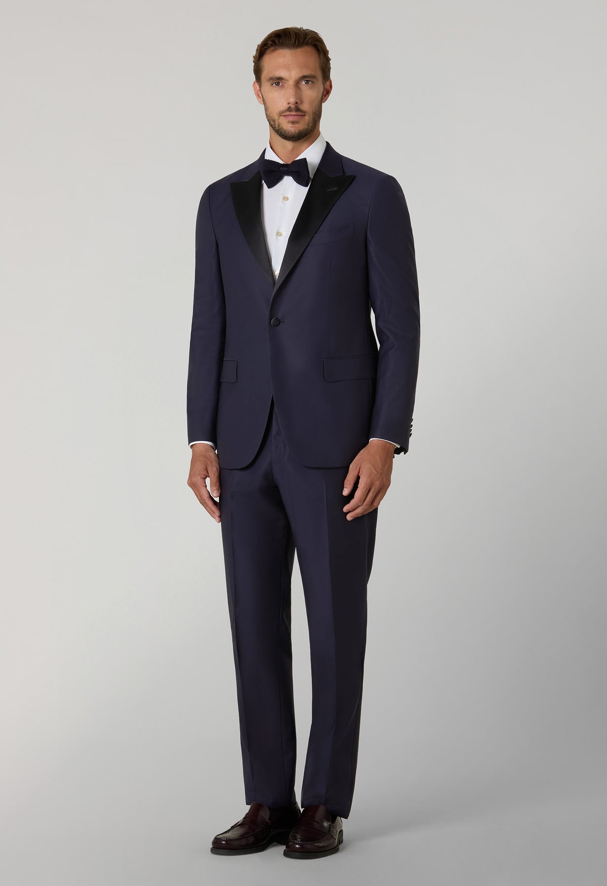Abito Milano Tuxedo in lana vergine satin blu