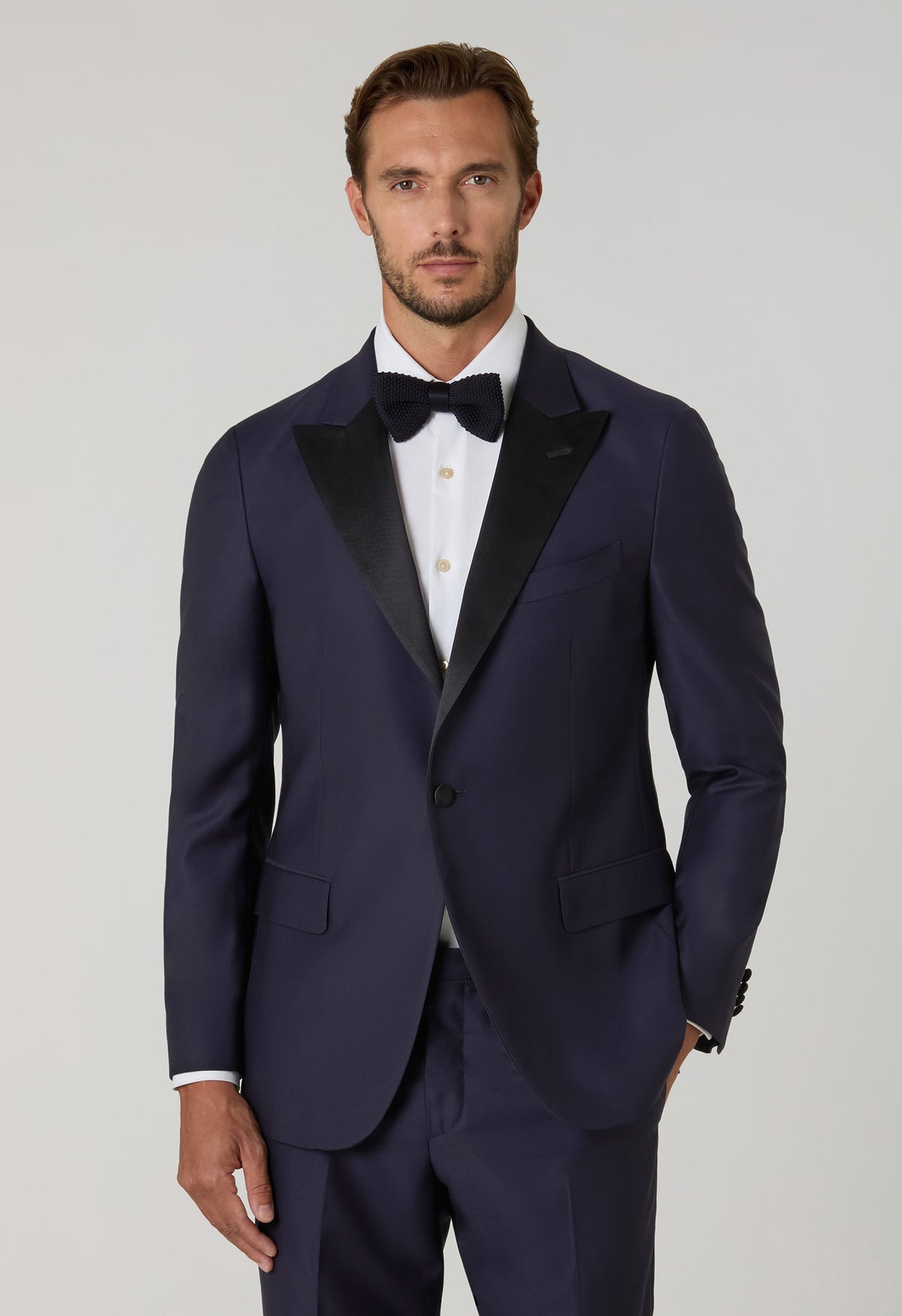 Blue Virgin Wool Satin Milano Tuxedo Suit
