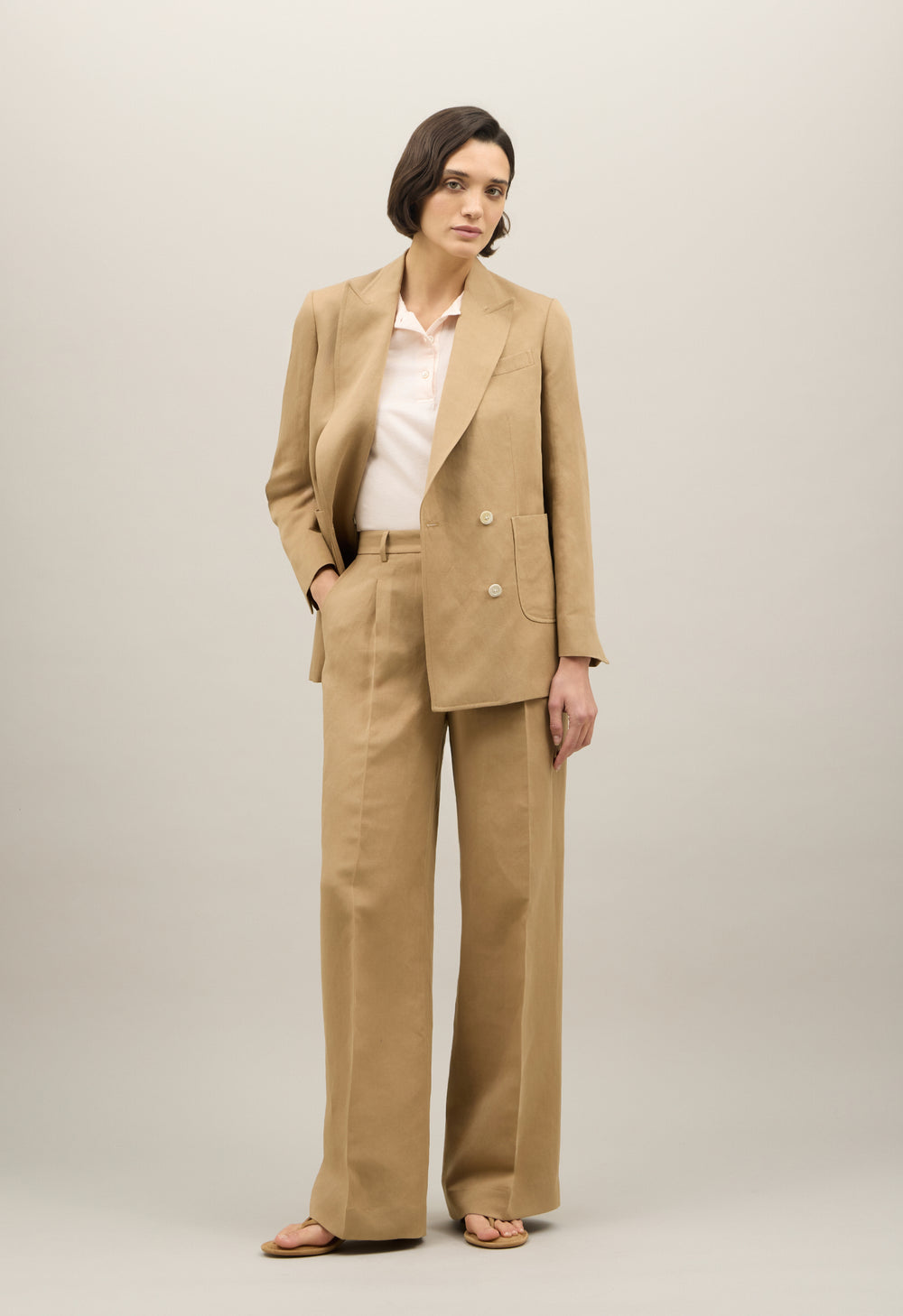 Beige Linen Tencel satin Maia Blazer