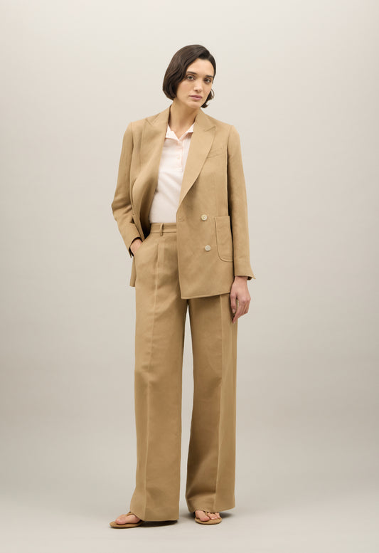 Blazer Maia in lino e tencel satin beige