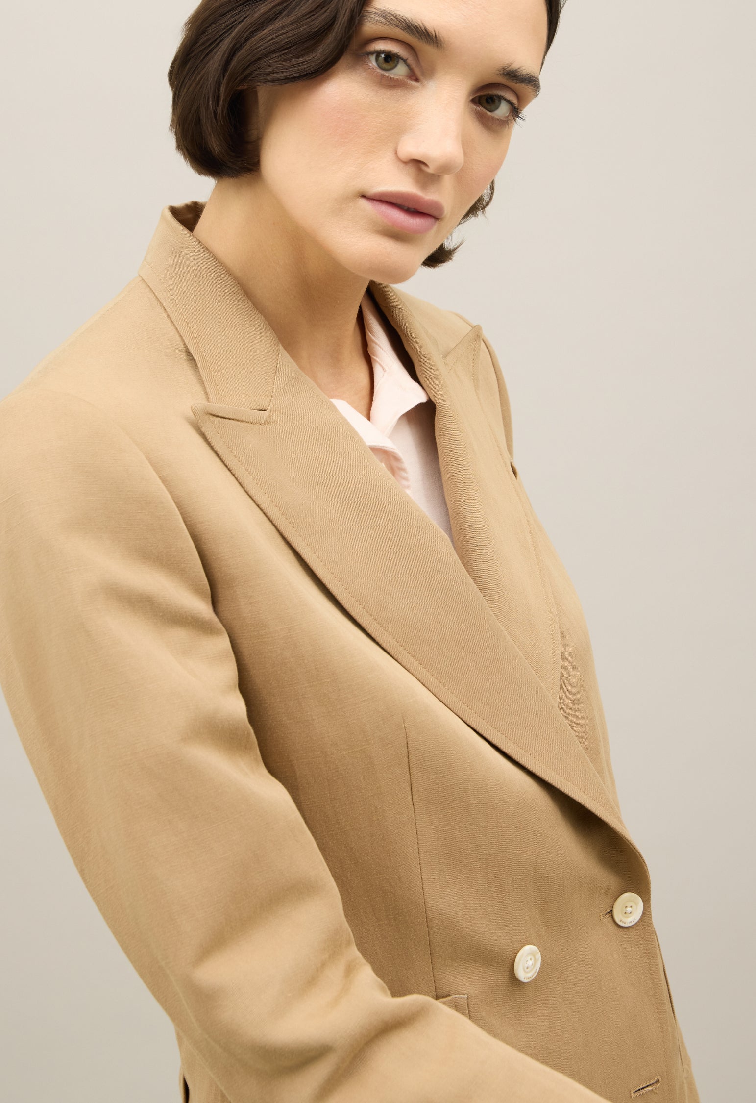 Beige Linen Tencel satin Maia Blazer