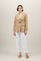 Beige Pinstripe Wool Bianca Blazer