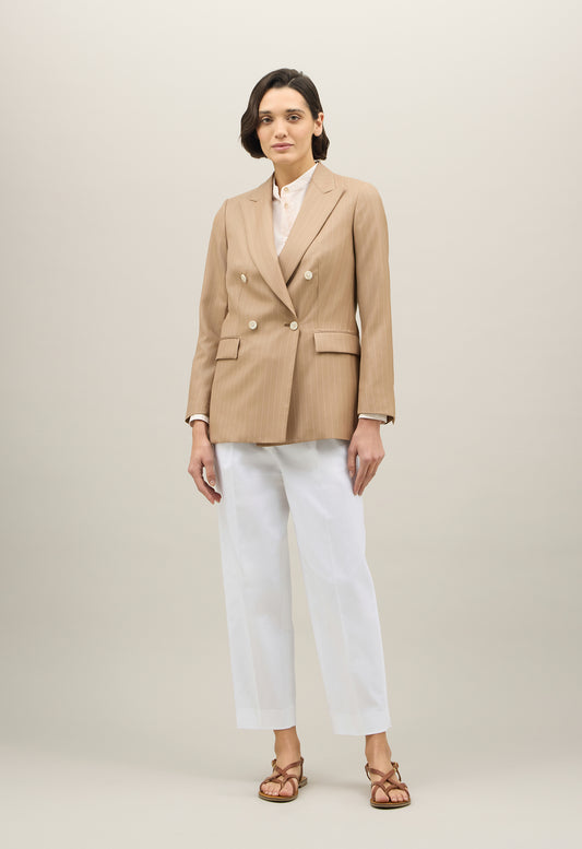 Blazer Bianca in lana gessato beige