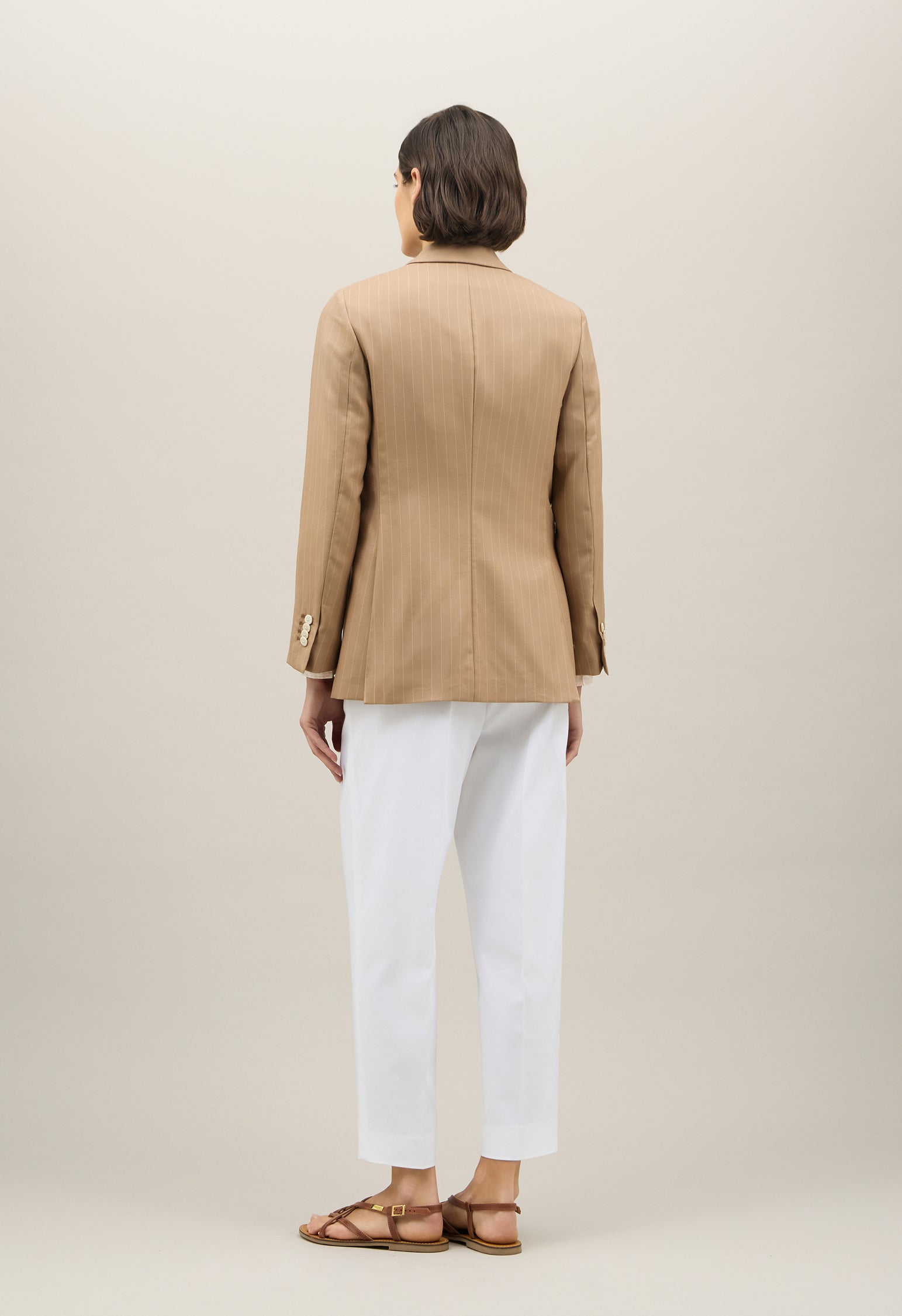 Blazer Bianca in lana gessato beige